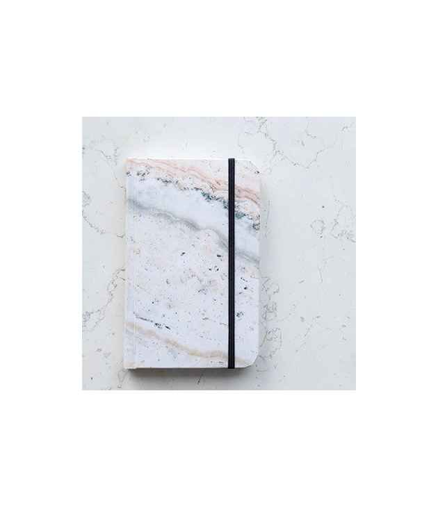 "Cuaderno de Papel de Piedra Marmol Rosa Pasta Suave 9x14 Hoja Blanca" Rock Design