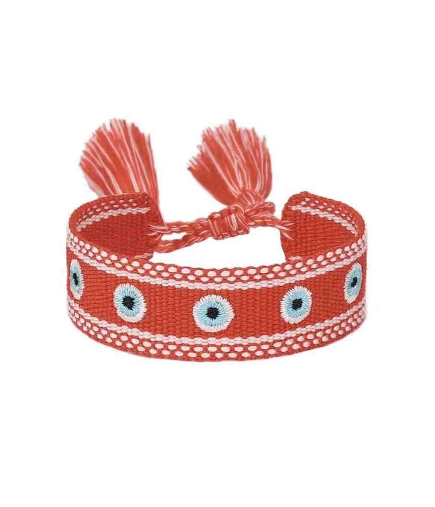 Pulsera Tejida Ojo Turco Roja