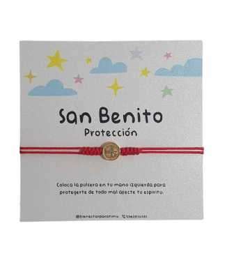Pulsera Hilo Rojo Medalla San Benito