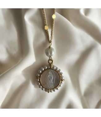 Cadena con Medalla Virgen de Guadalupe Madre Perla