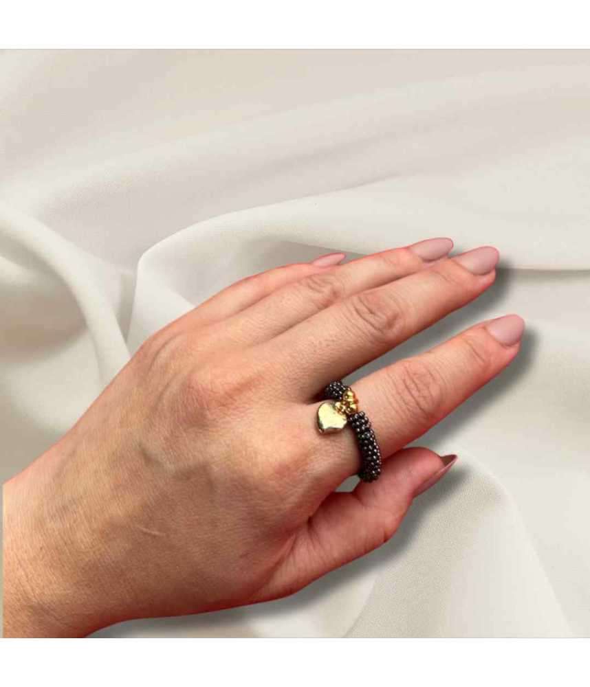 Anillo Gris Obscuro Corazón