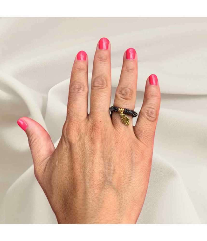 "Anillo Gris Obscuro Mano de Fátima"