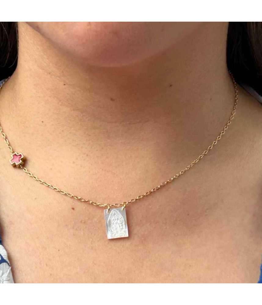 Escapulario con Cadena de Madre Perla