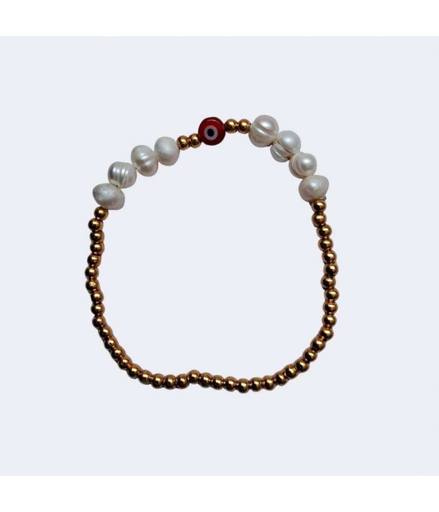 Pulsera Protección Perla de Río Y Ojo Turco Rojo